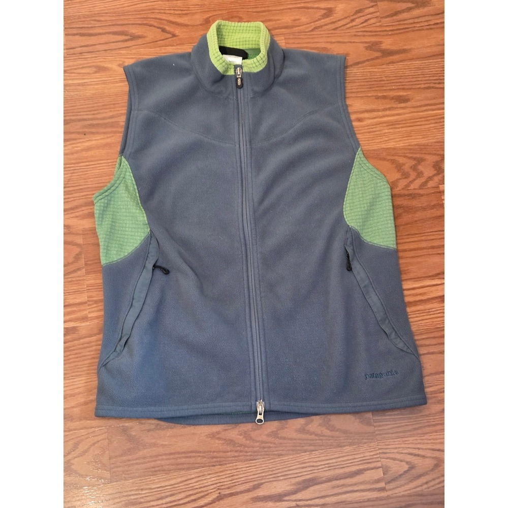 Patagonia‎ R2 Fleece Vest Womens Large Blue Green Full Zip Regulator Made in USA